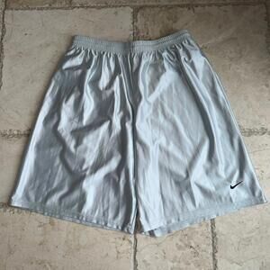 Nike Satin Shimmer Silver Dazzle Hoop Shorts Mens LG Grey Tag Vintage Y2K Rare